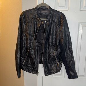 Kenneth Cole Reaction Textured Black Leather Jacket